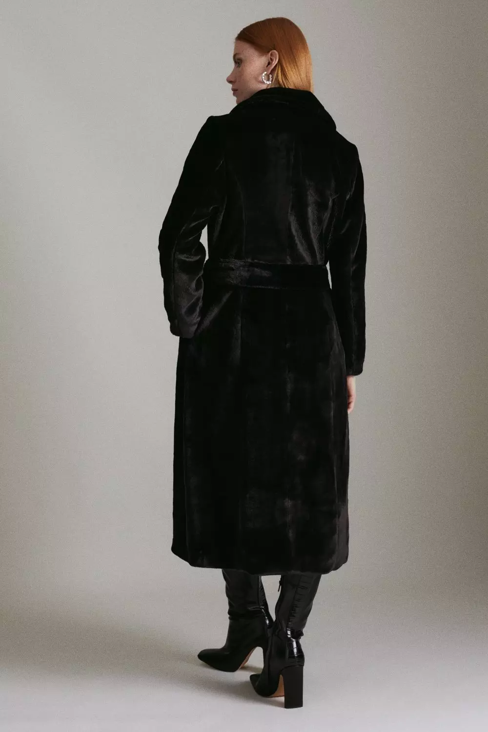 Karen millen black fur hot sale coat