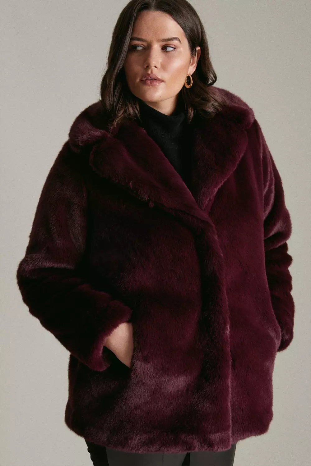 Plus size 2025 fur collar jacket