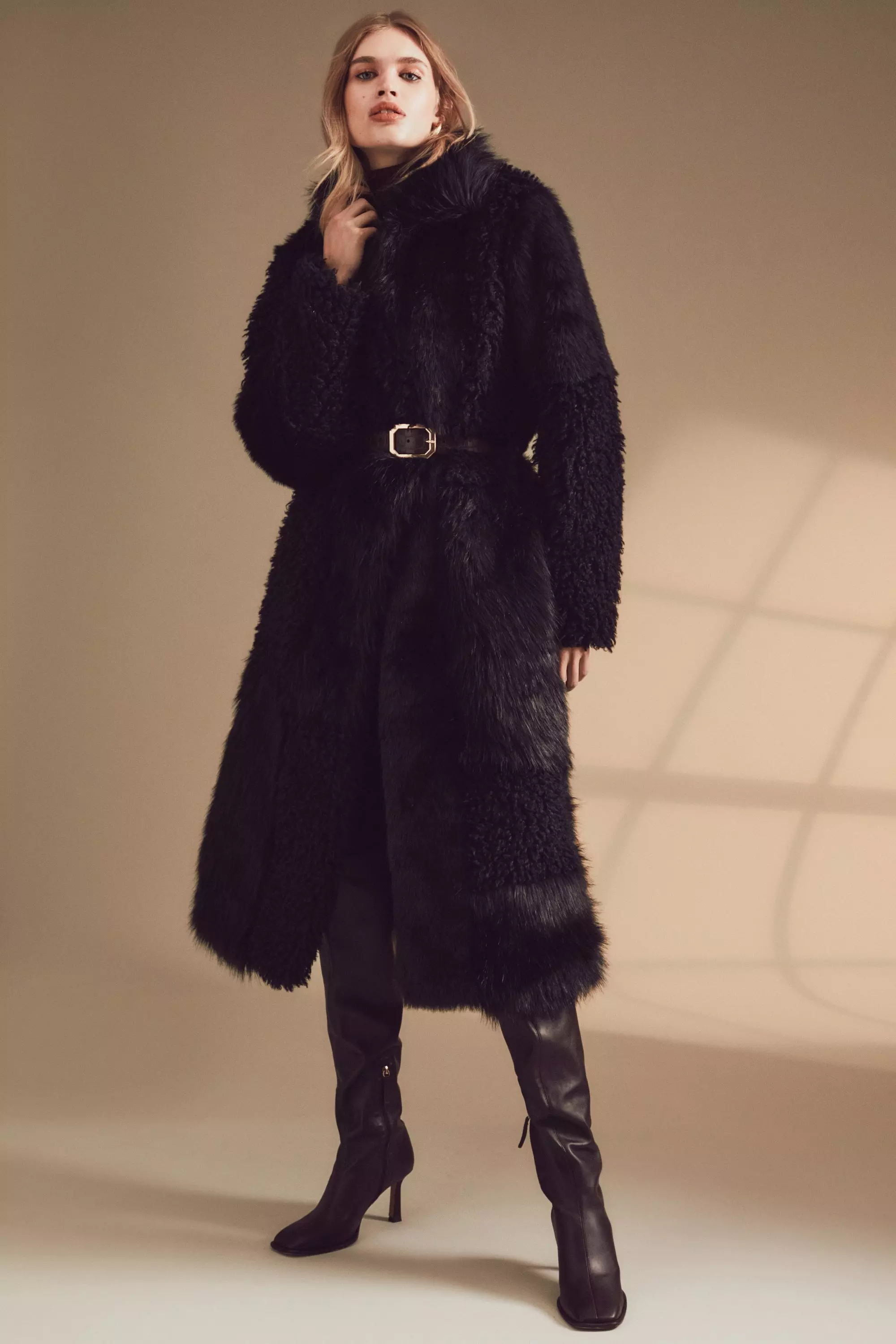 Patched faux 2025 fur coat