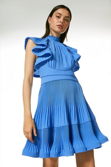 Drama Frill Structured Woven Mini Dress