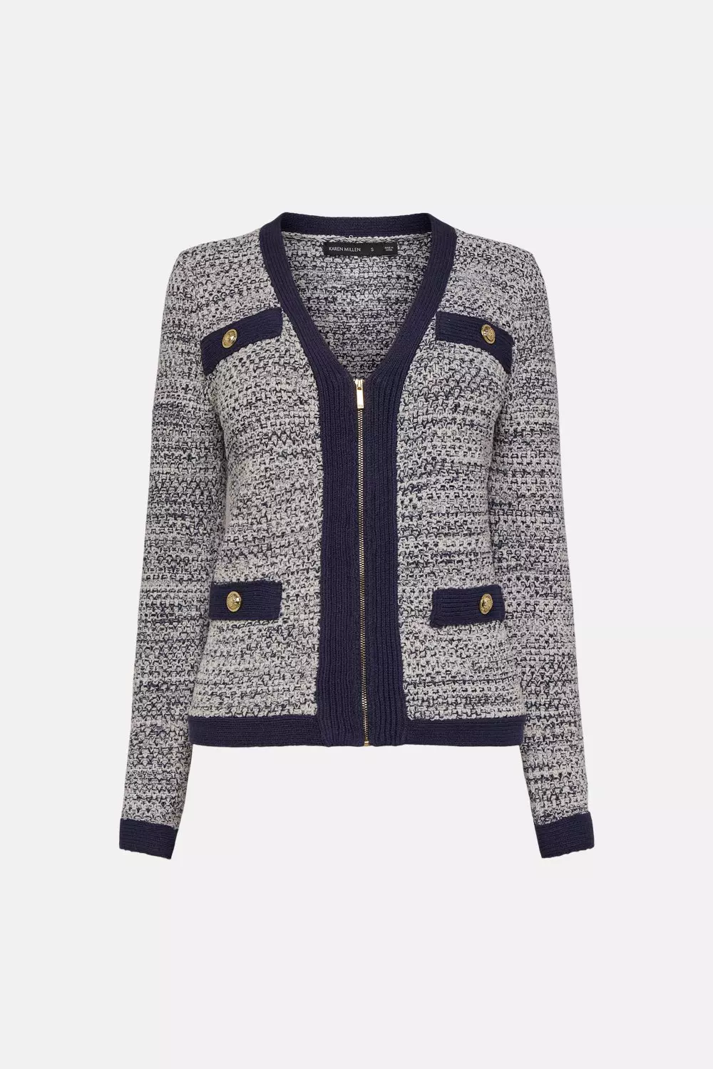 Tweed Zip Through Cardigan | Karen Millen