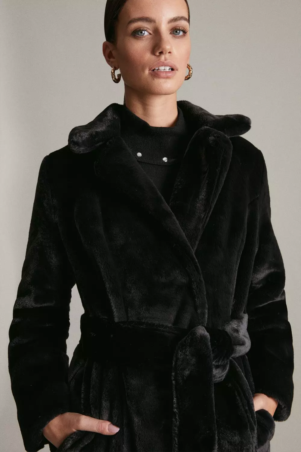 Petite black fur clearance coat