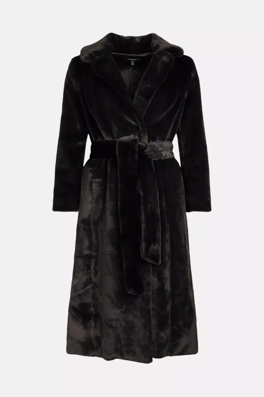 Karen millen black fur on sale coat