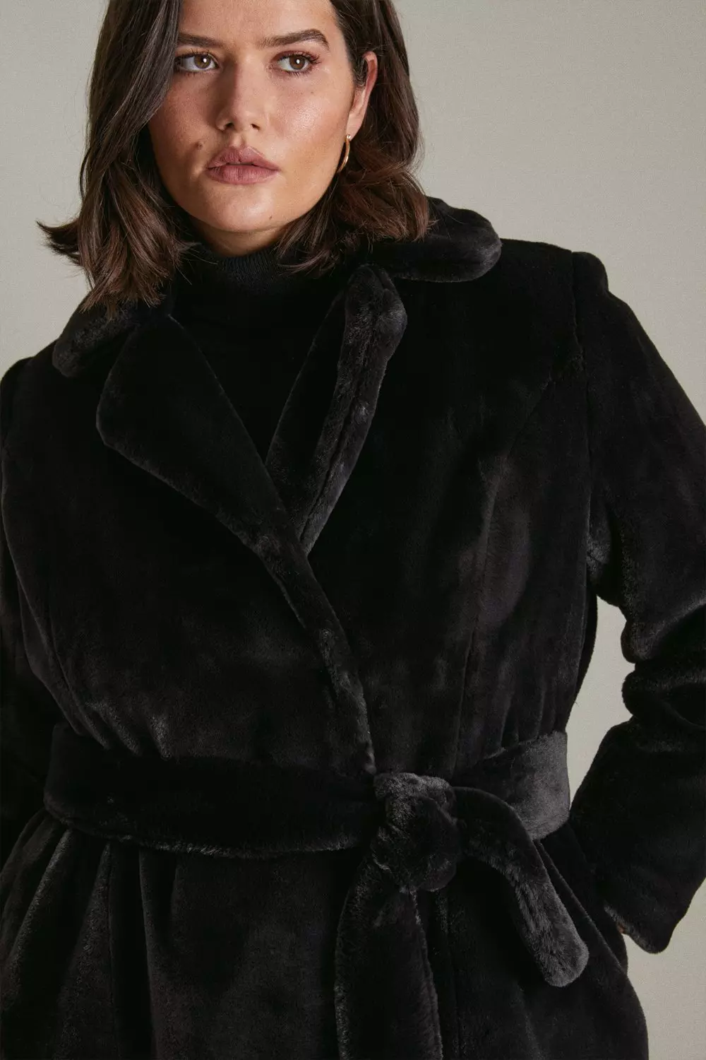 Plus size black faux fur clearance coat