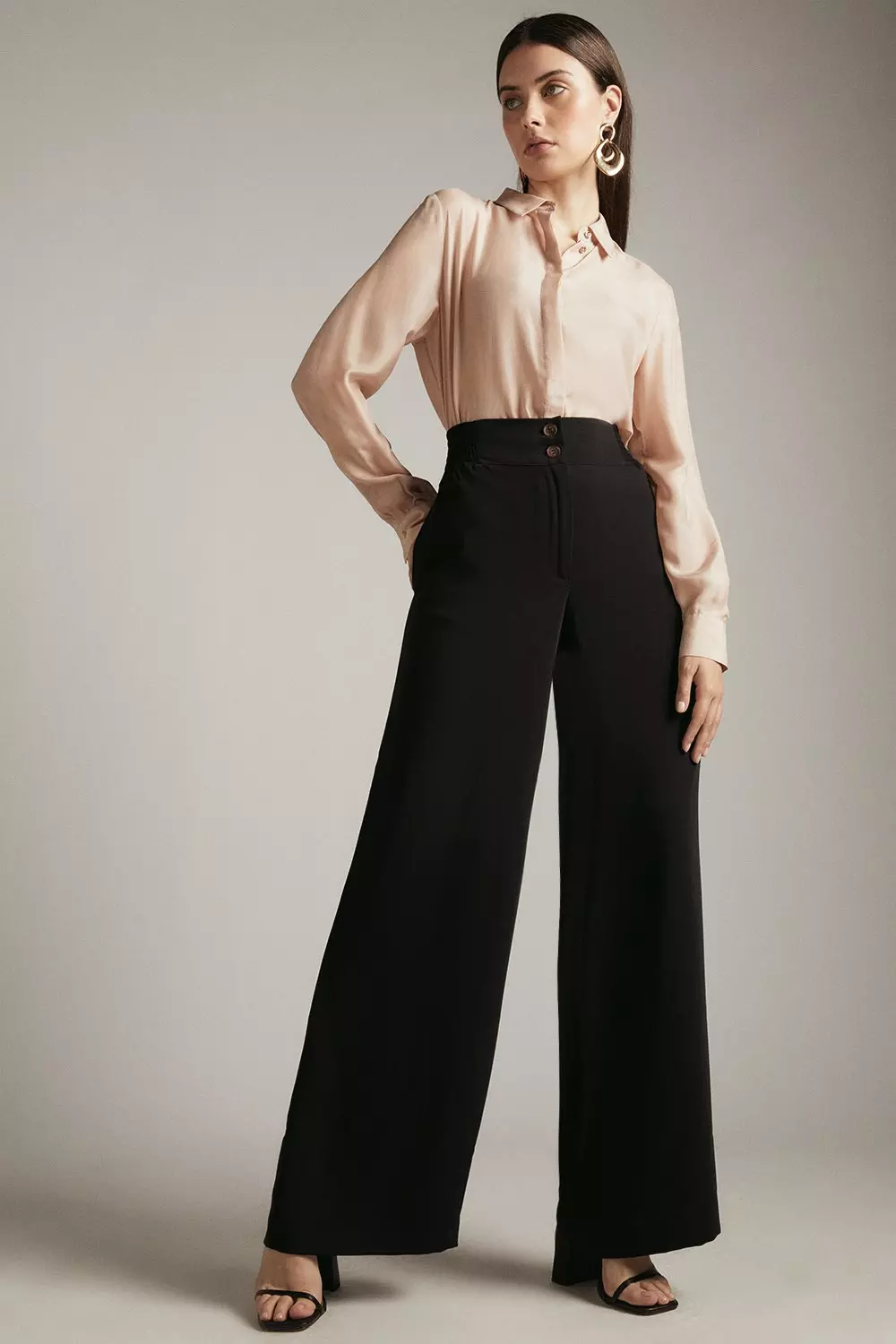 Black Wide Leg Tailored Trouser