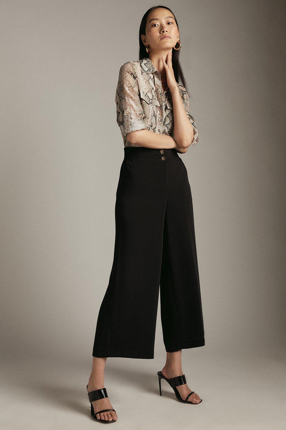 Shop Karen Millen 2023-24FW Casual Style Long Wide Leg Cropped & Capris  Pants by Syvan