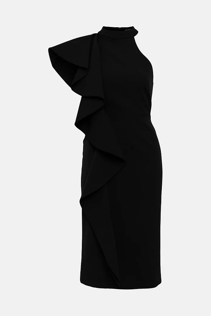 Structured Stretch Ruffle Detail Dress Structured Stretch Ruffle Detail Dress