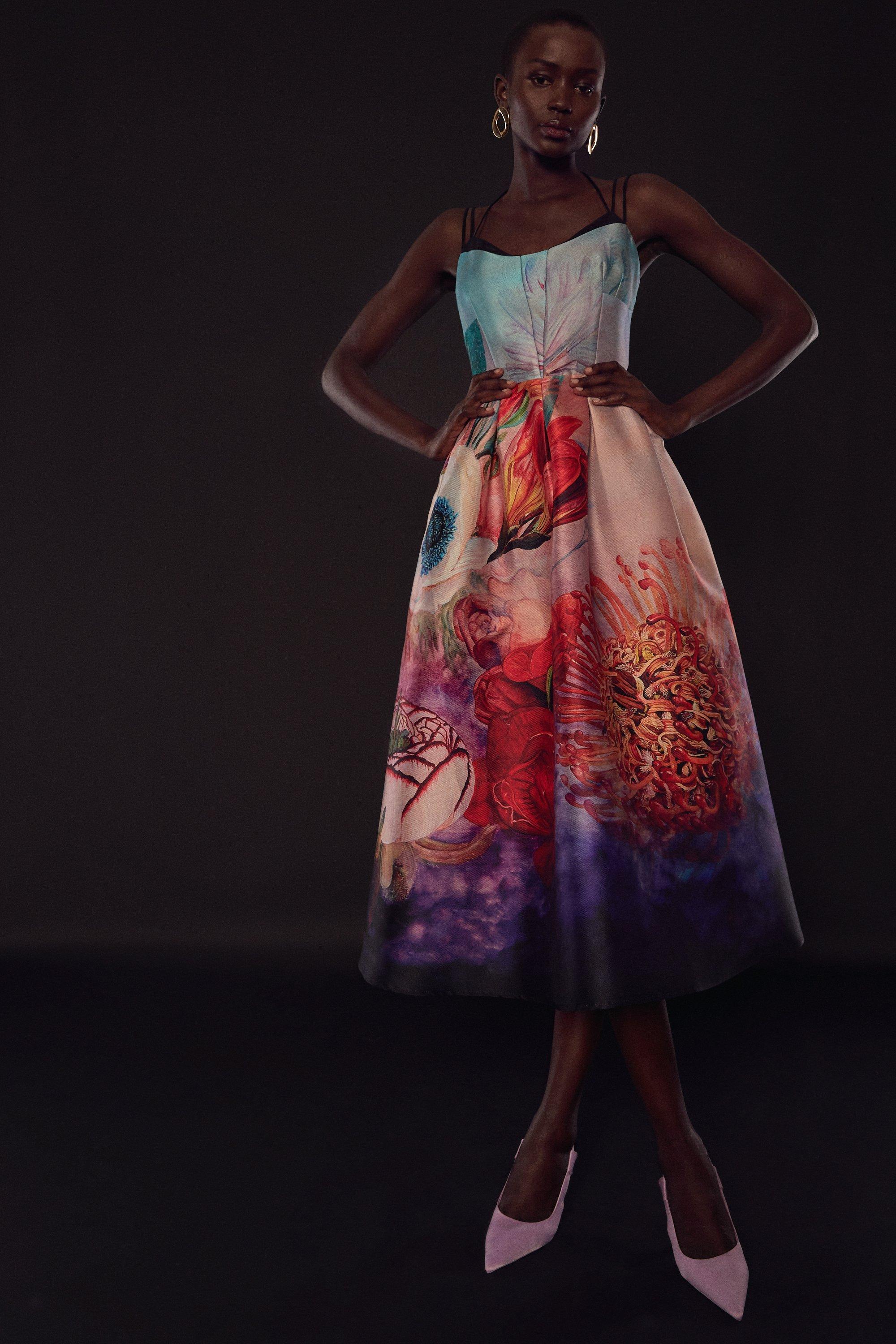 Apotheosis Structured Strappy Woven Prom Dress | Karen Millen