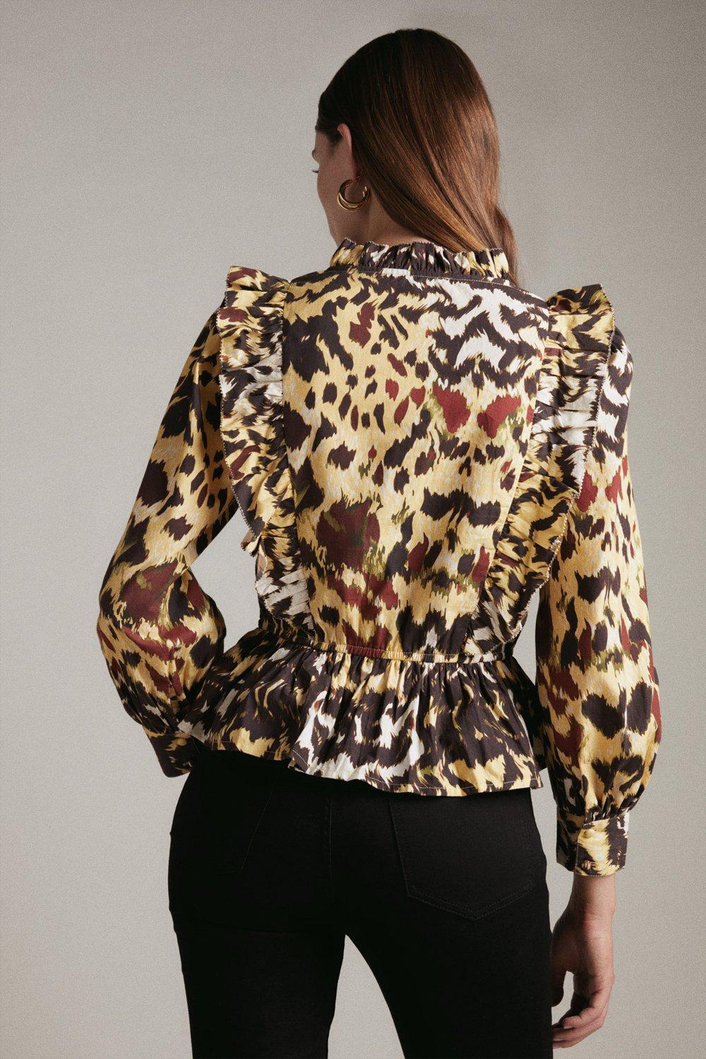 leopard peplum blazer