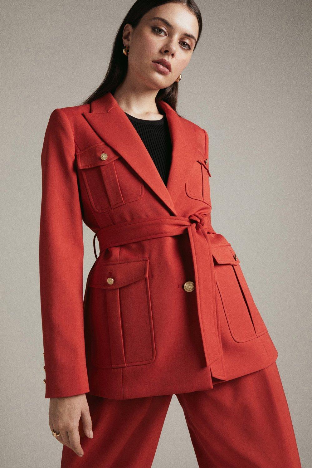 karen millen coat red