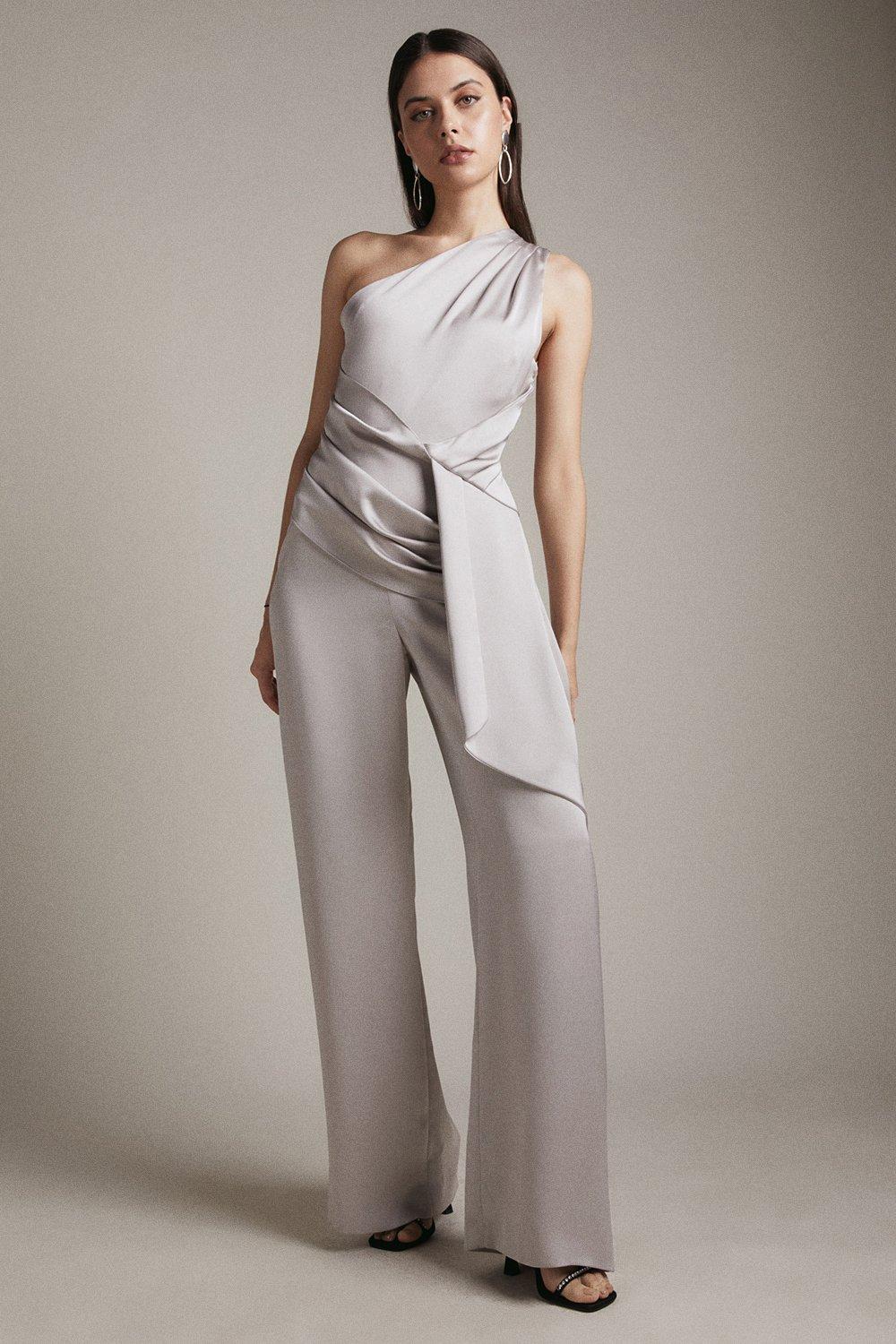 Grey hotsell satin jumpsuit