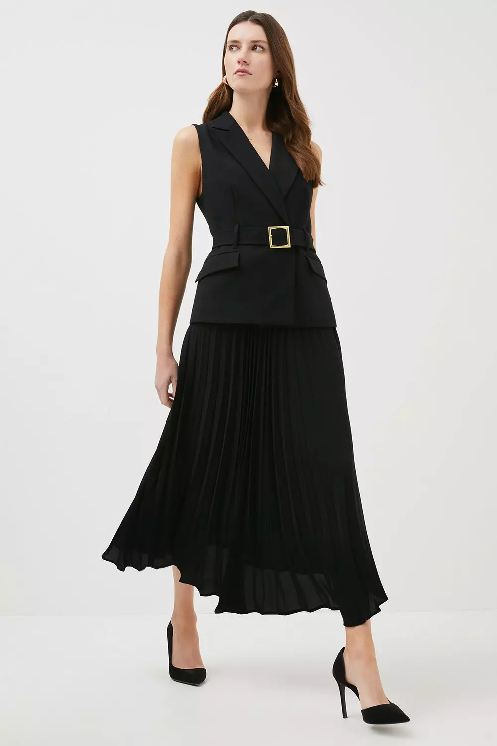 Karen millen black belted dress sale