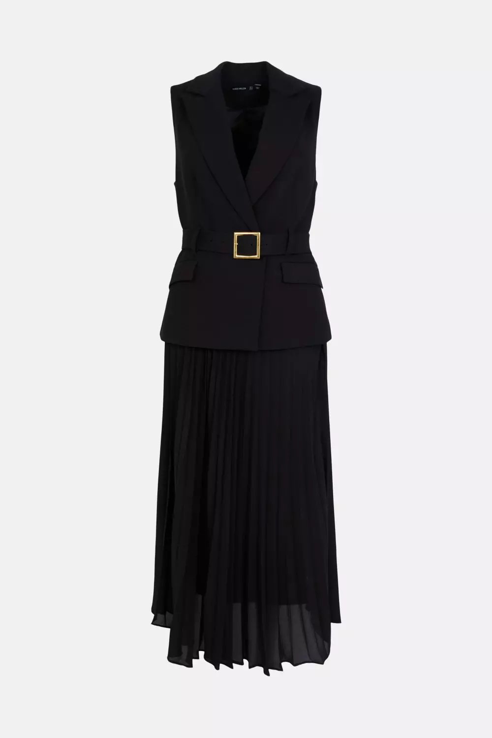 Tailored And Pleat Belted Midi Dress