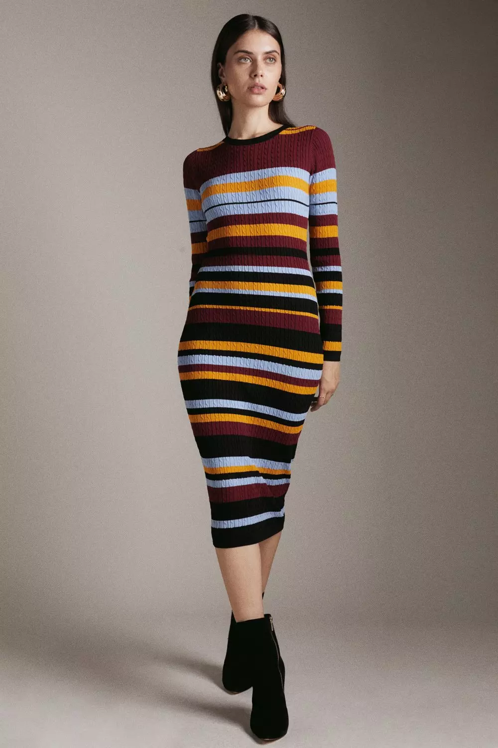 Light Weight All Over Cable Striped Dress