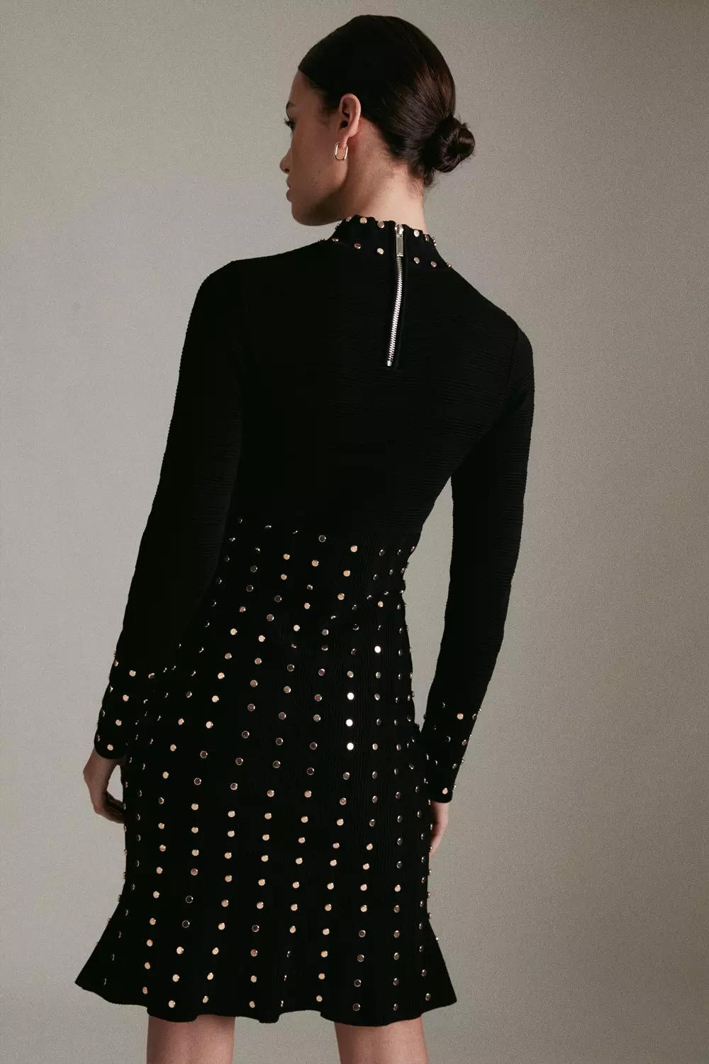 Petite Knitted Dress With Stud Detailing