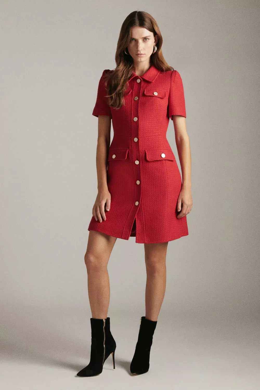 Karen millen 2024 red linen dress