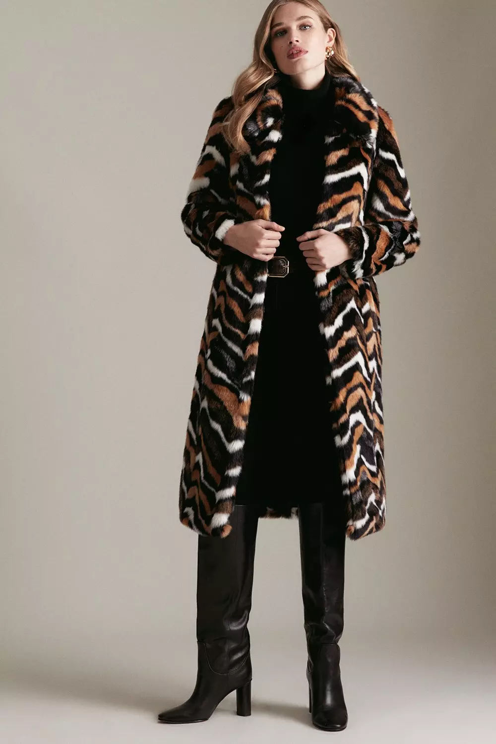 Karen millen black on sale faux fur coat