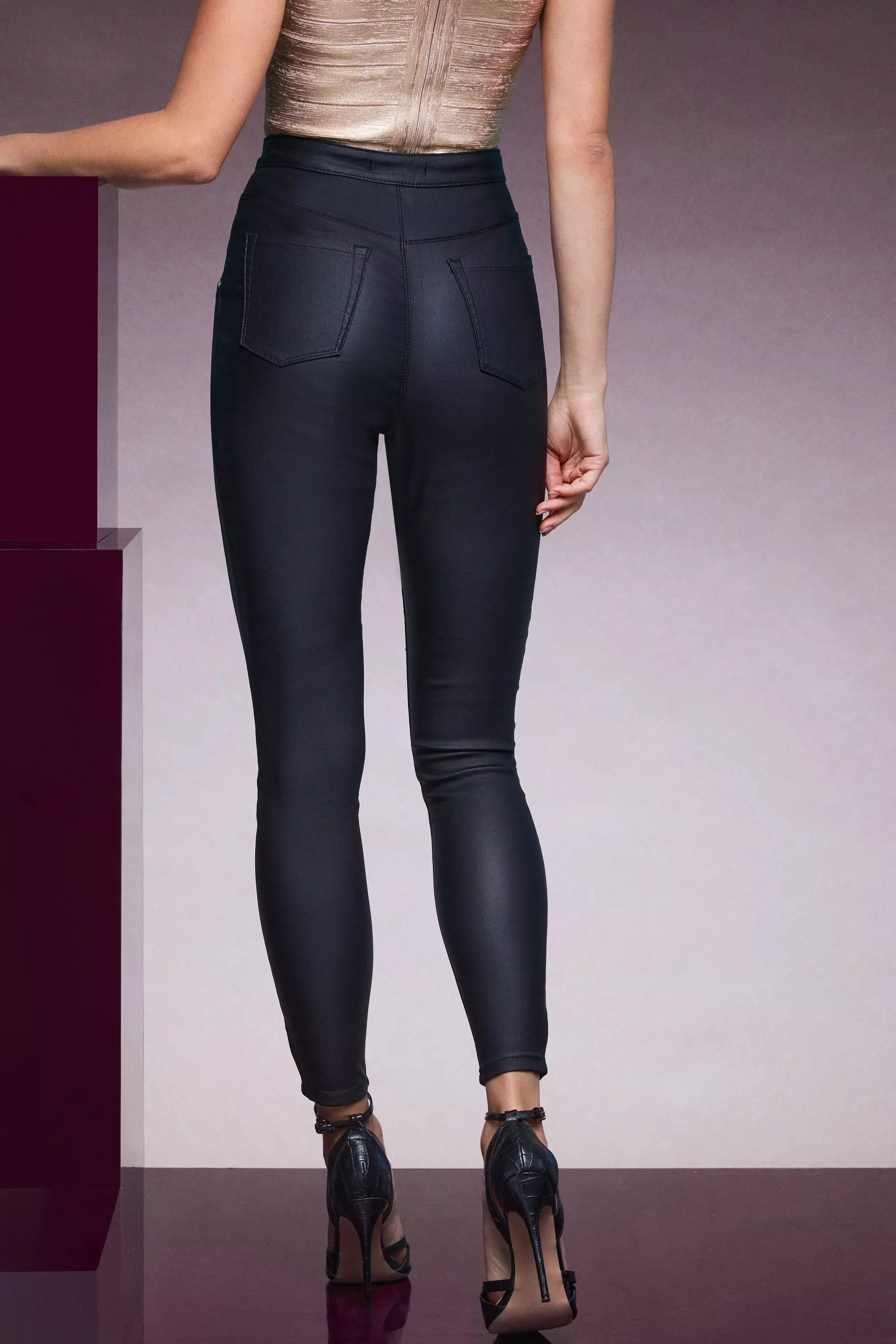 Karen millen sale coated jeans