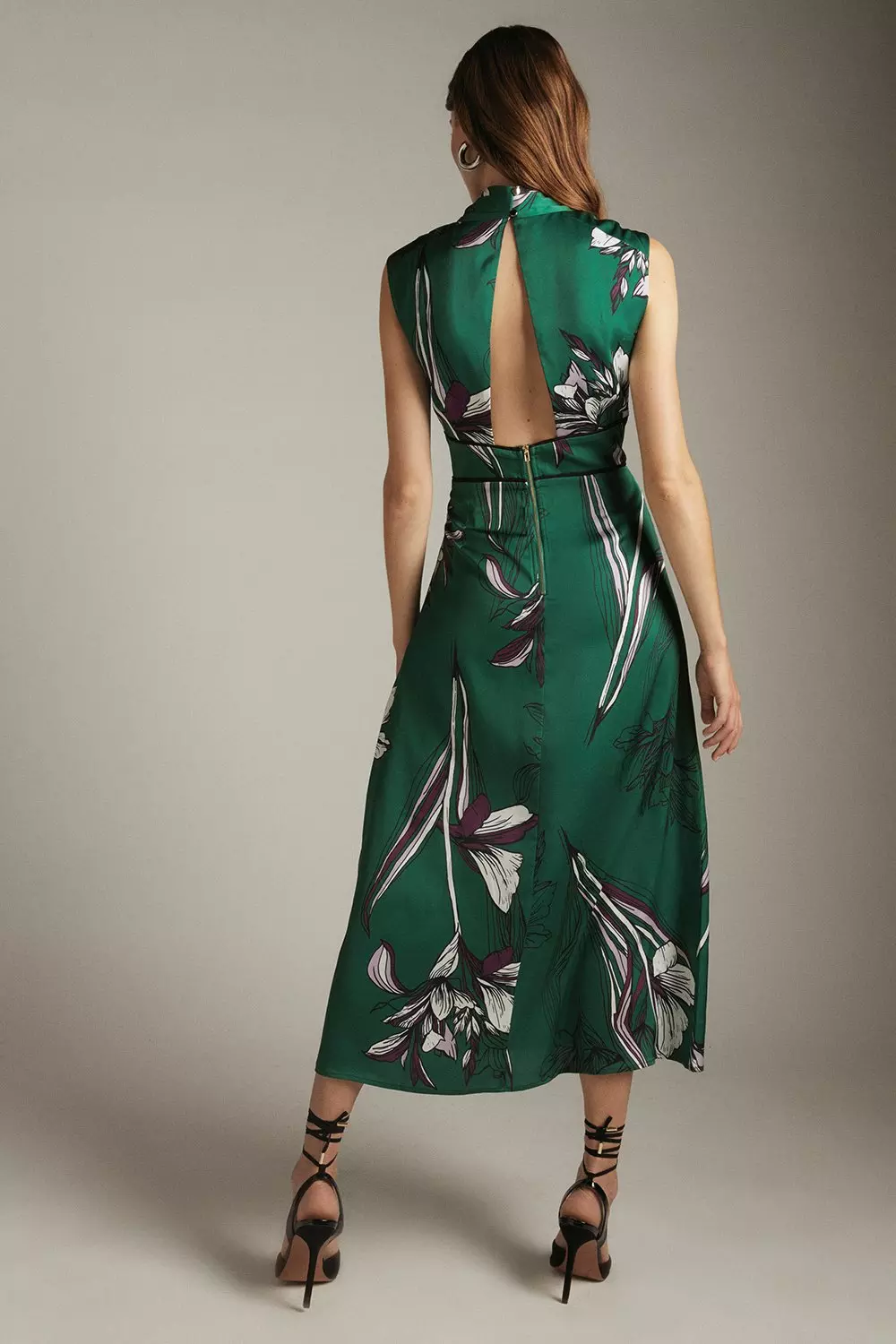 Lily Print Twist Neck Satin Maxi Dress | Karen