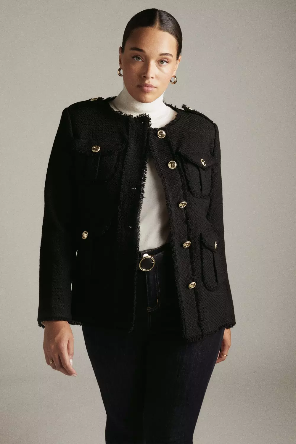 Plus size shop military style jacket