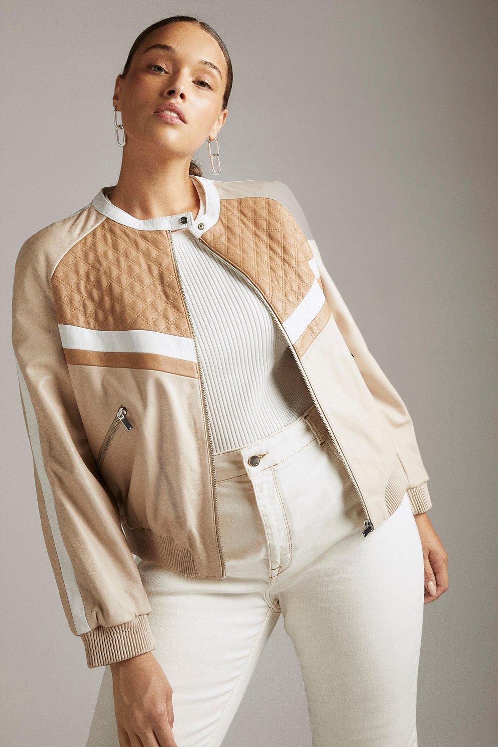 plus size leather bomber