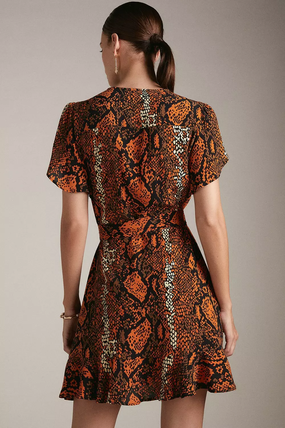 Snake print wrap on sale dress