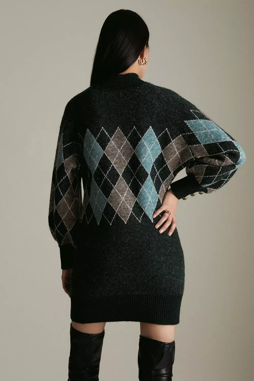 Lydia Millen Argyle Knitted Cosy Sweater Dress | Karen Millen