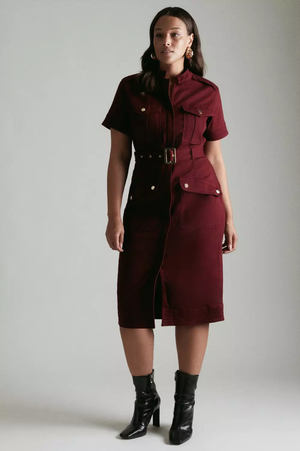 Short sleeve belted outlet dress