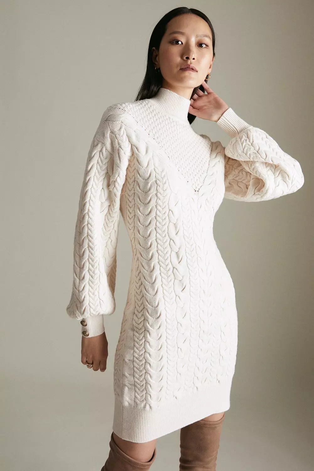 Cream 2024 knit dress