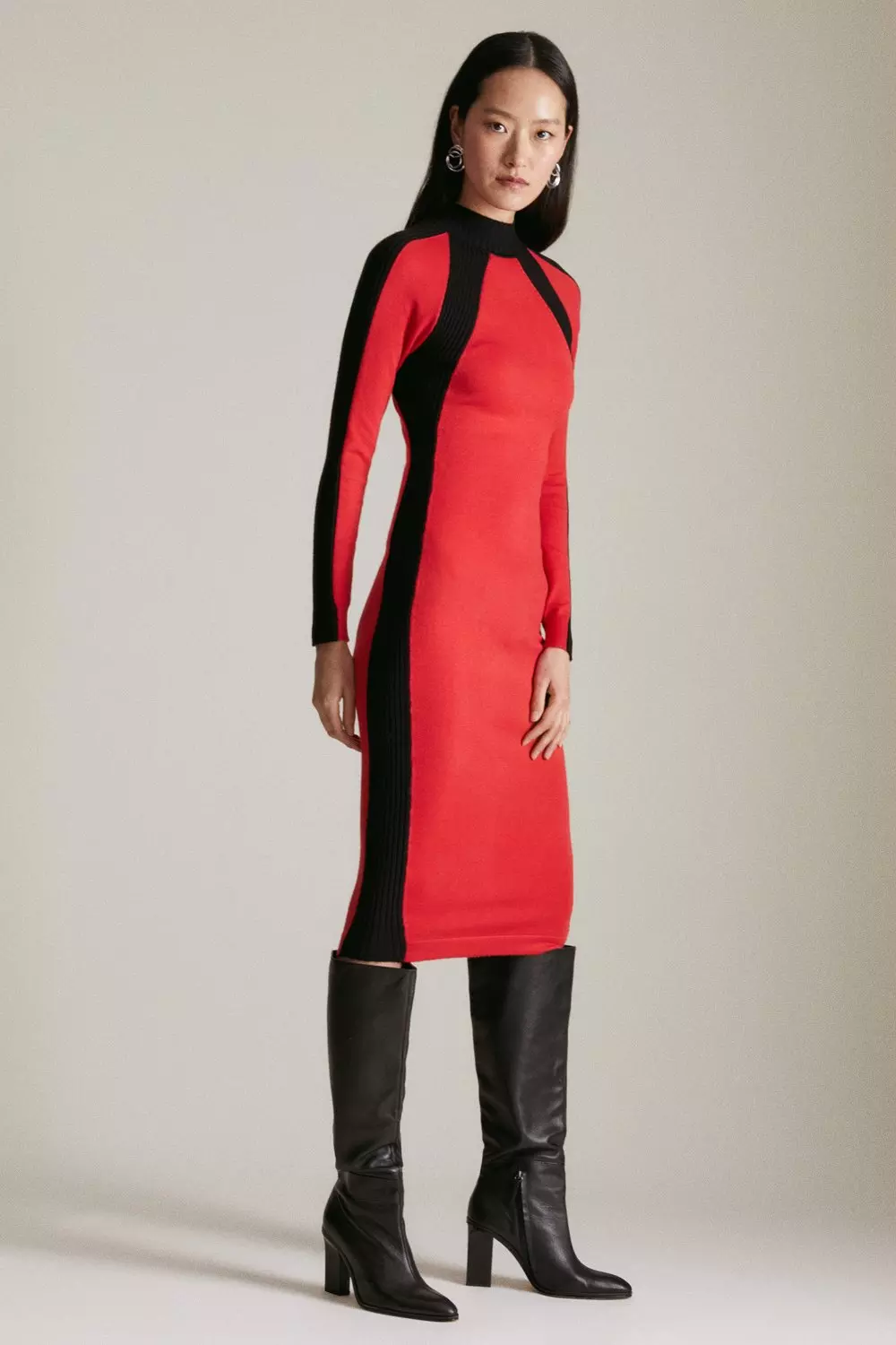 Karen millen colourblock knit hot sale dress