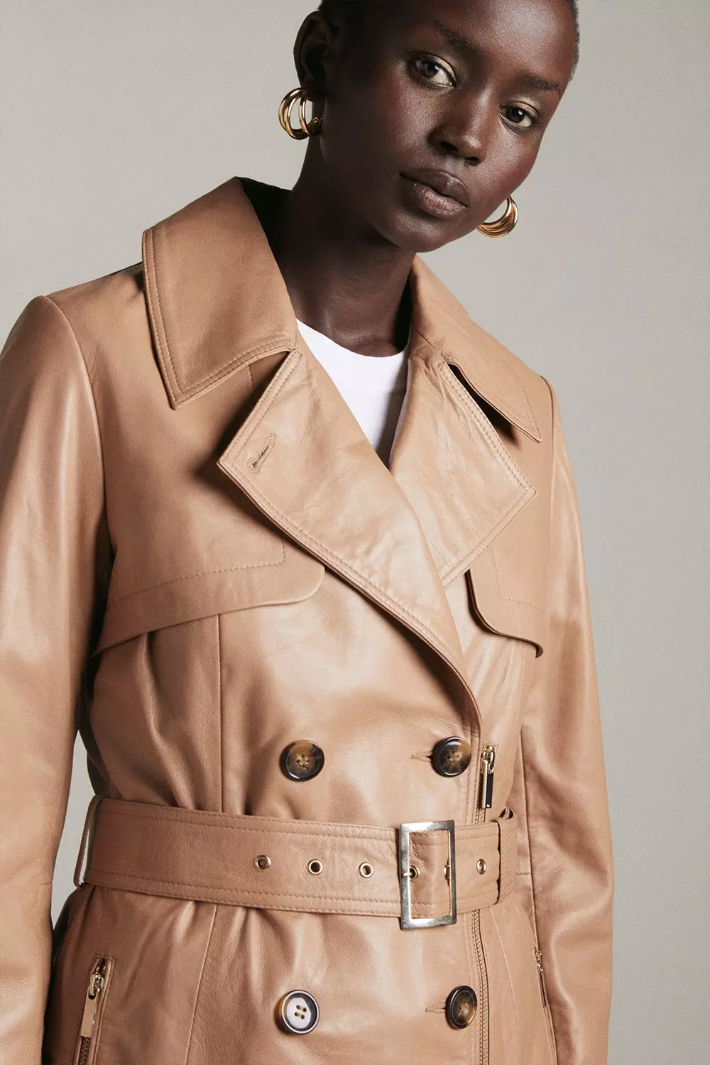 Karen millen leather outlet trench coat