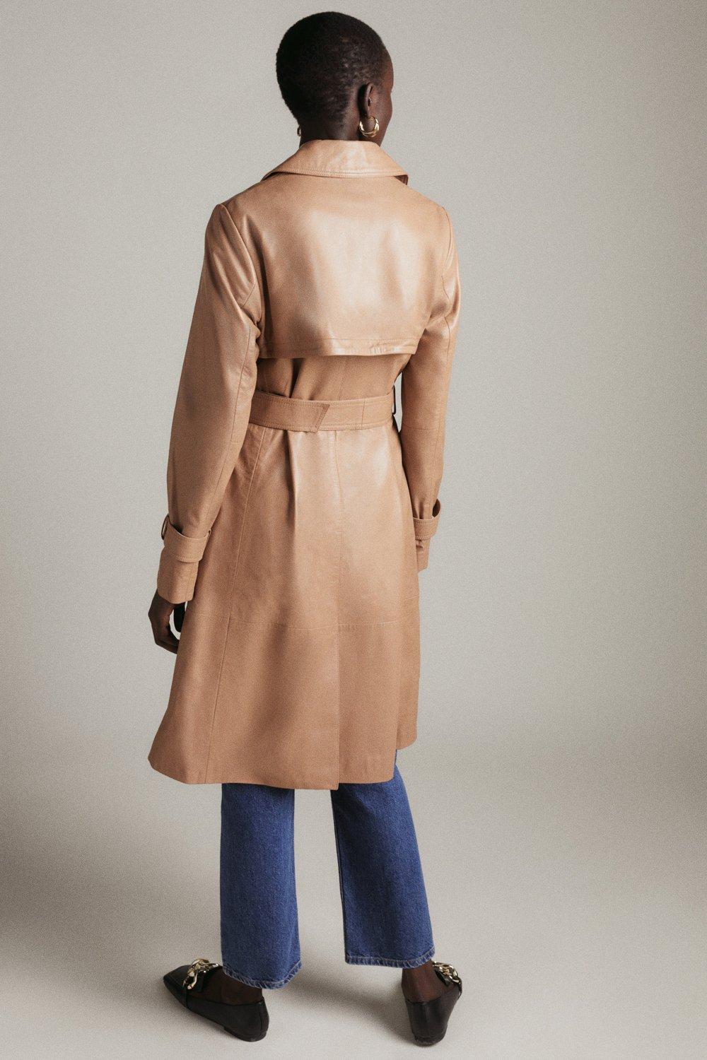 karen millen leather trench coat