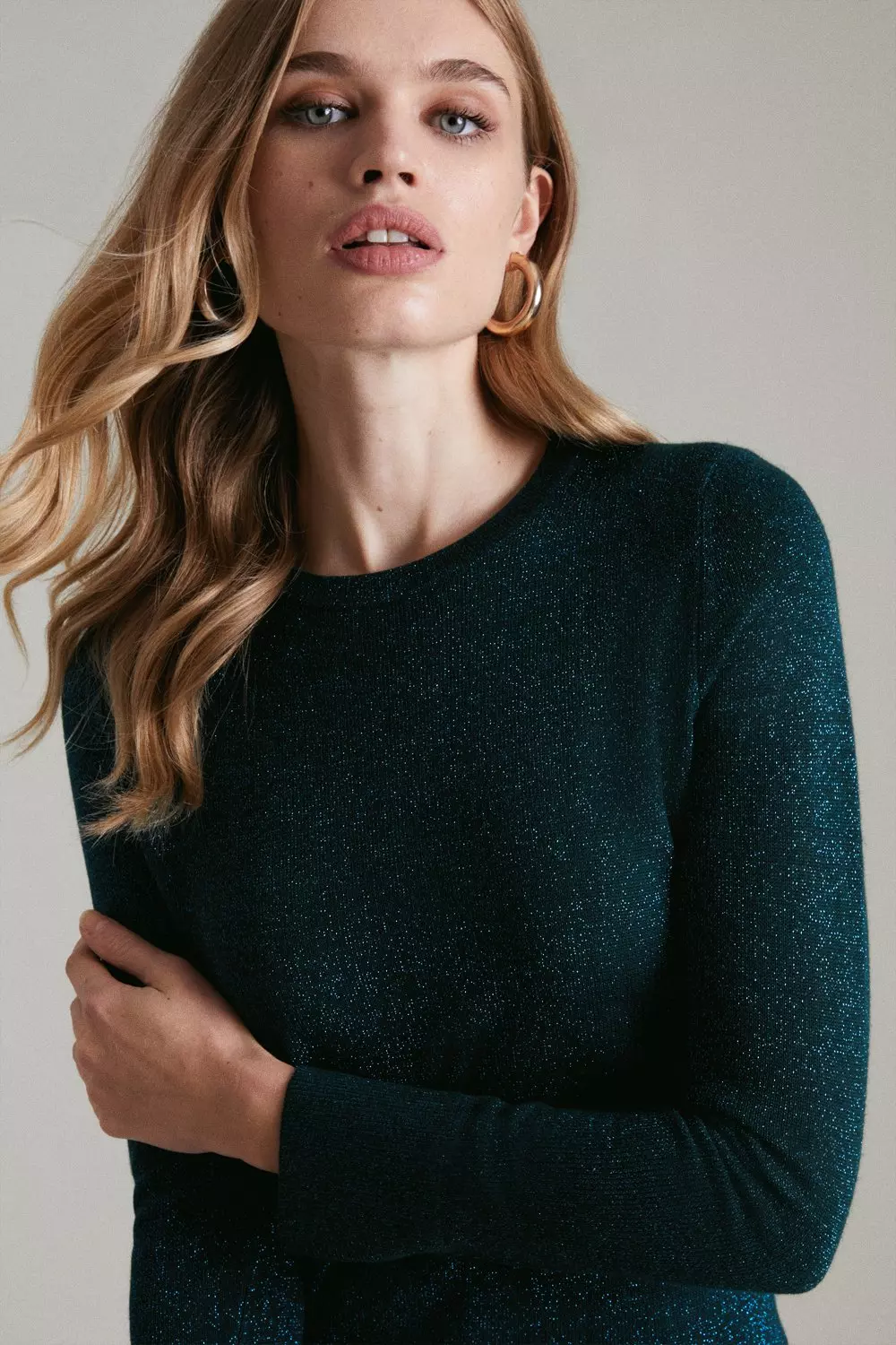 Sparkle Knit Crew Neck Sweater Karen Millen