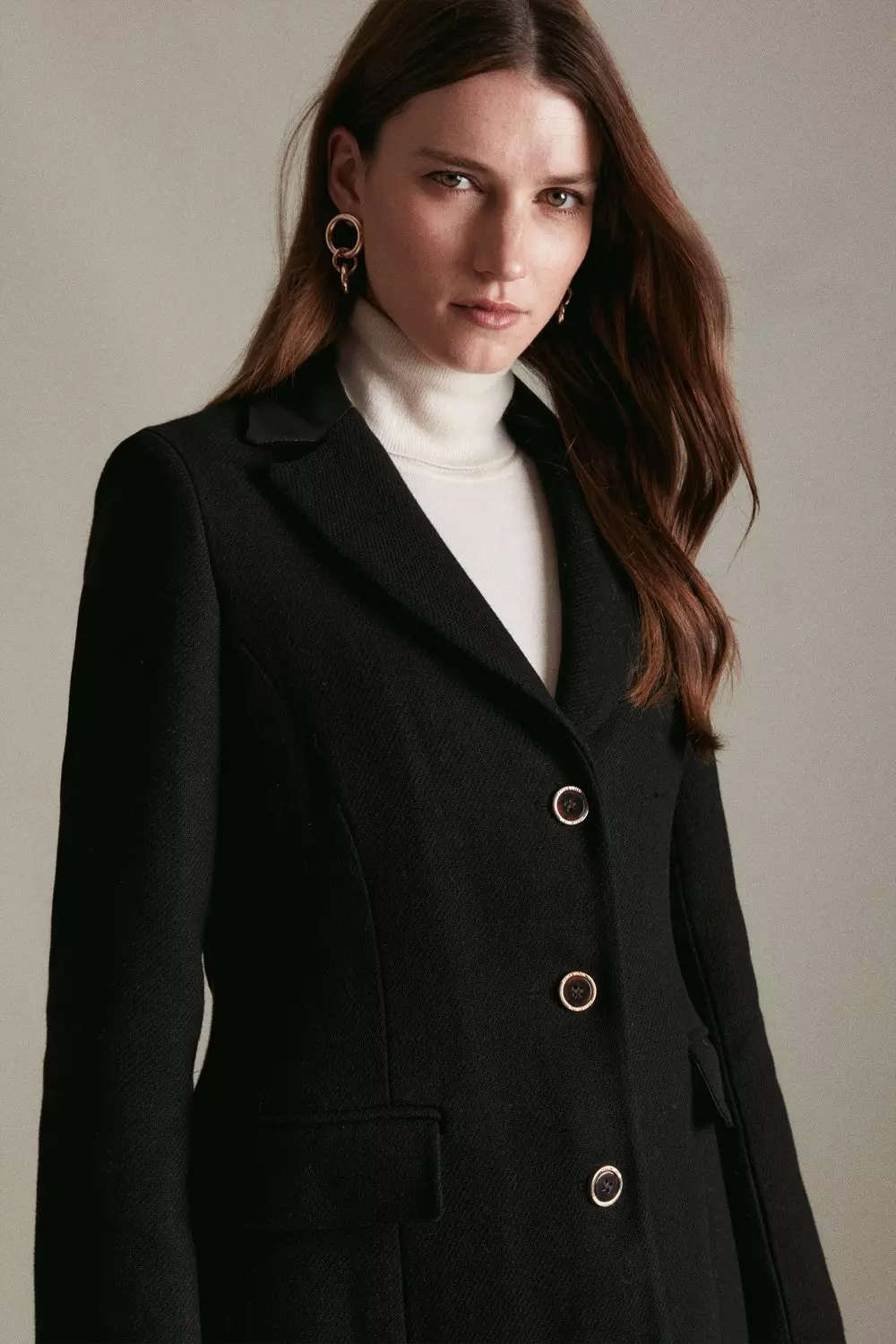 Italian Wool Mix Single Breasted Coat | Karen Millen