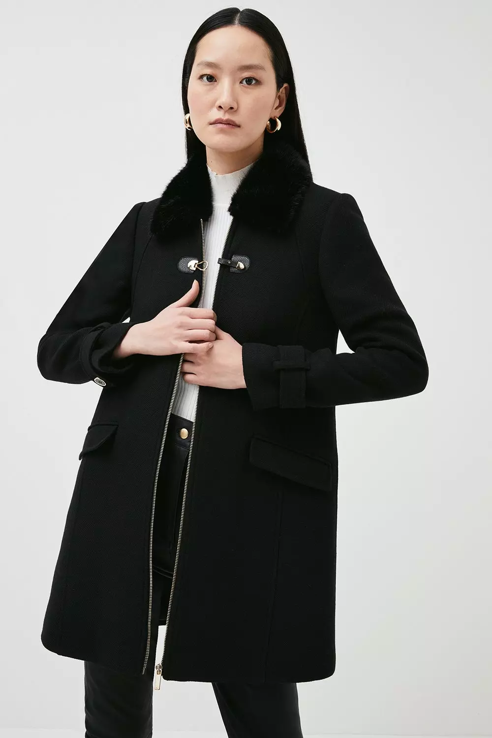 Karen millen shop black wool coat