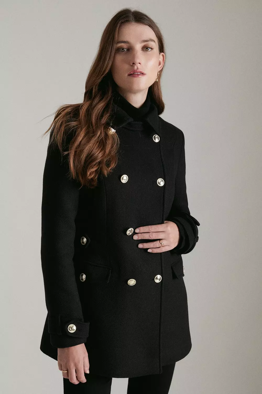 Karen millen 2025 black coat sale