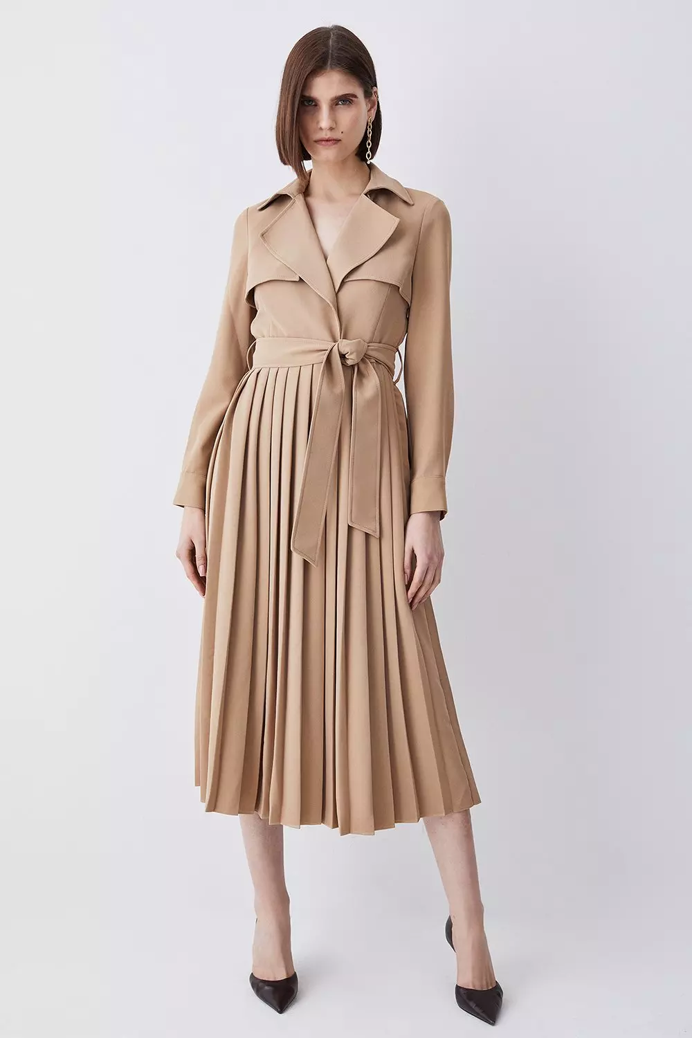 Karen millen pleated sales trench dress