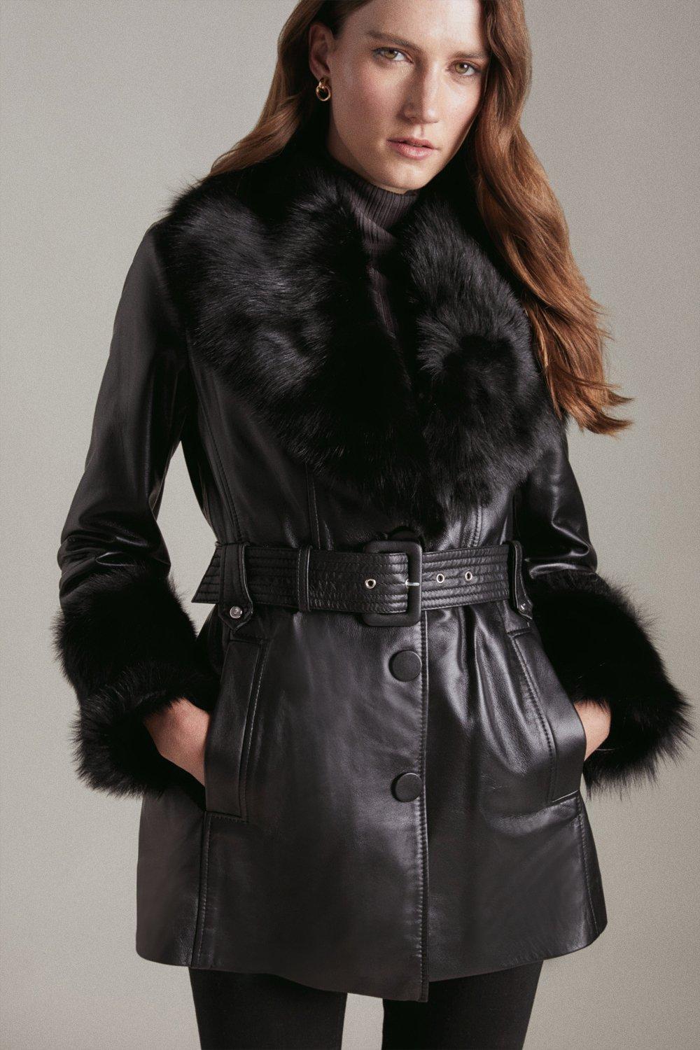 Karen millen 2025 coat fur collar