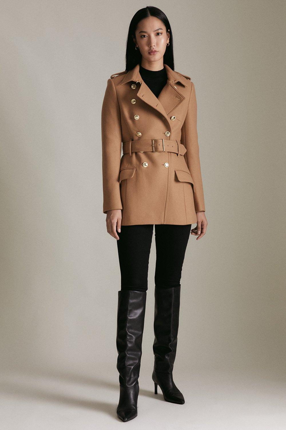 camel wool short coat