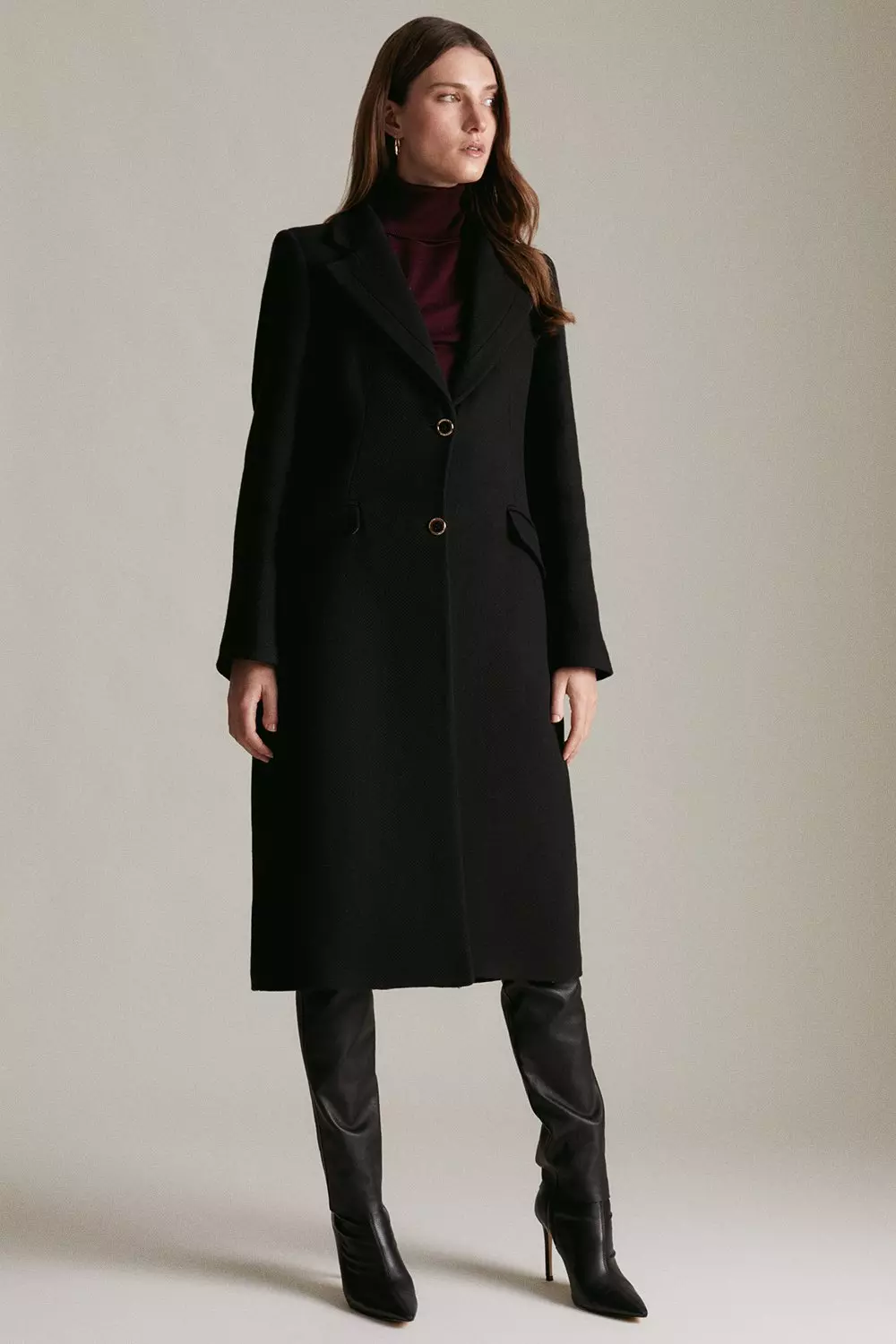 Italian Wool Mix Single Breasted Tailored Coat