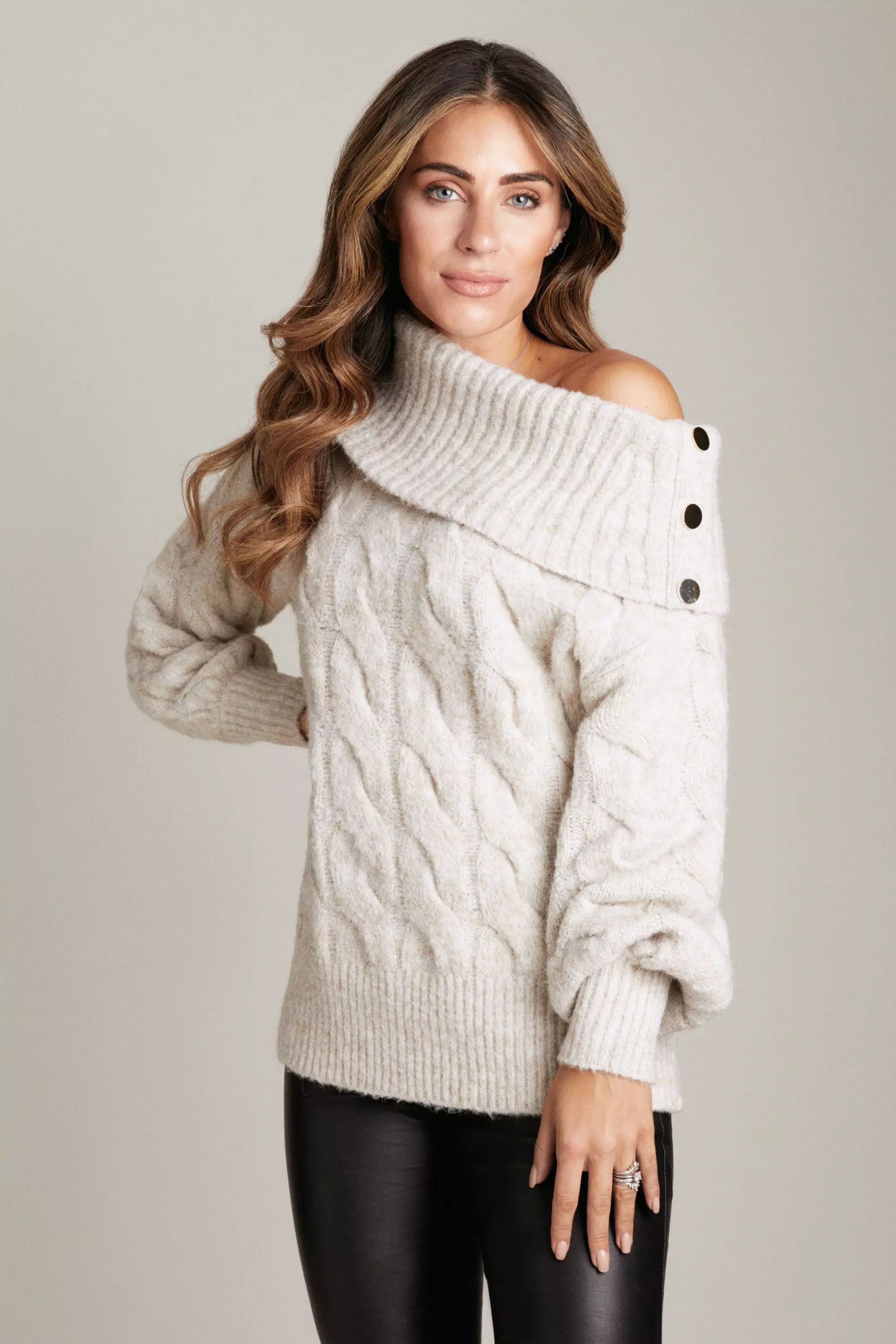 Cream bardot clearance jumper