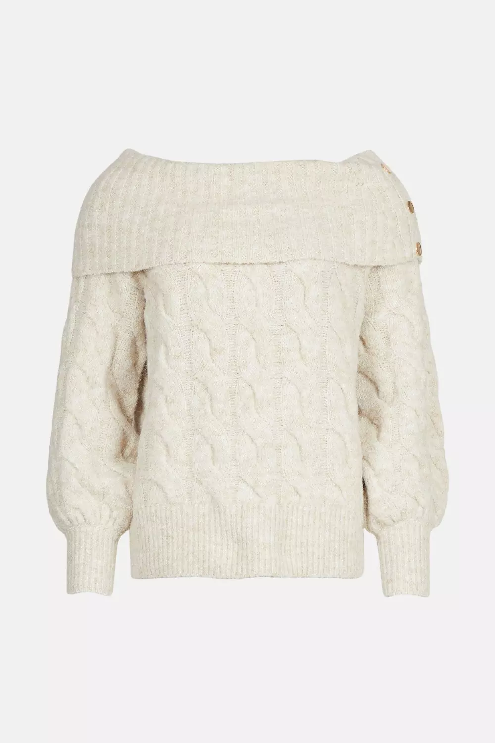 Cable knit shop off shoulder sweater