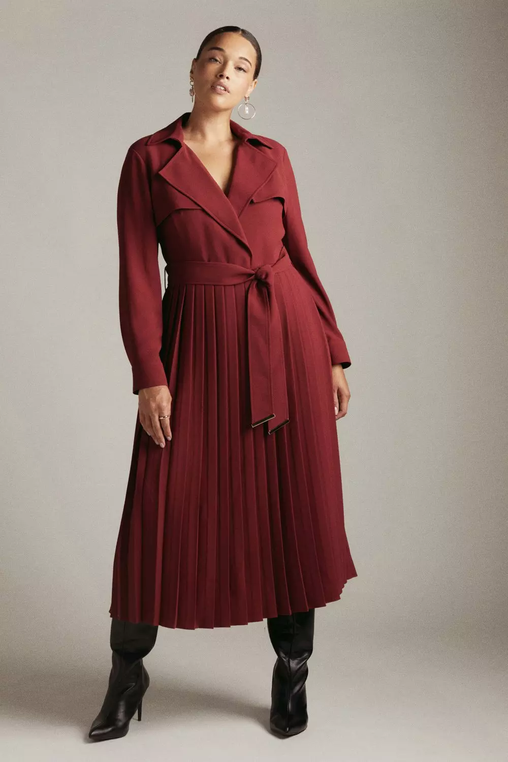  Long Trench Coat for Women Pleated Trench Coat Dress