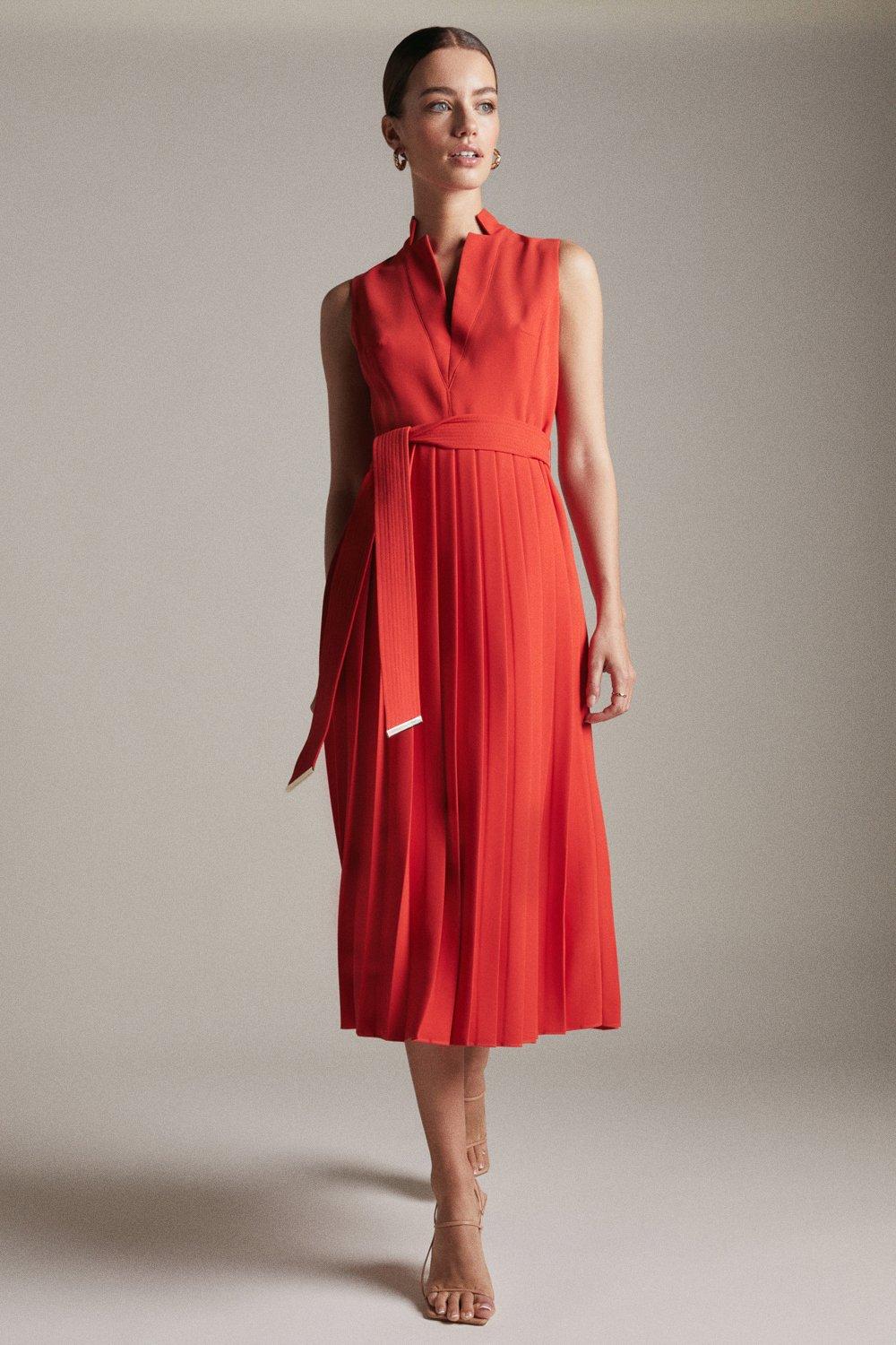 Karen millen red outlet midi dress