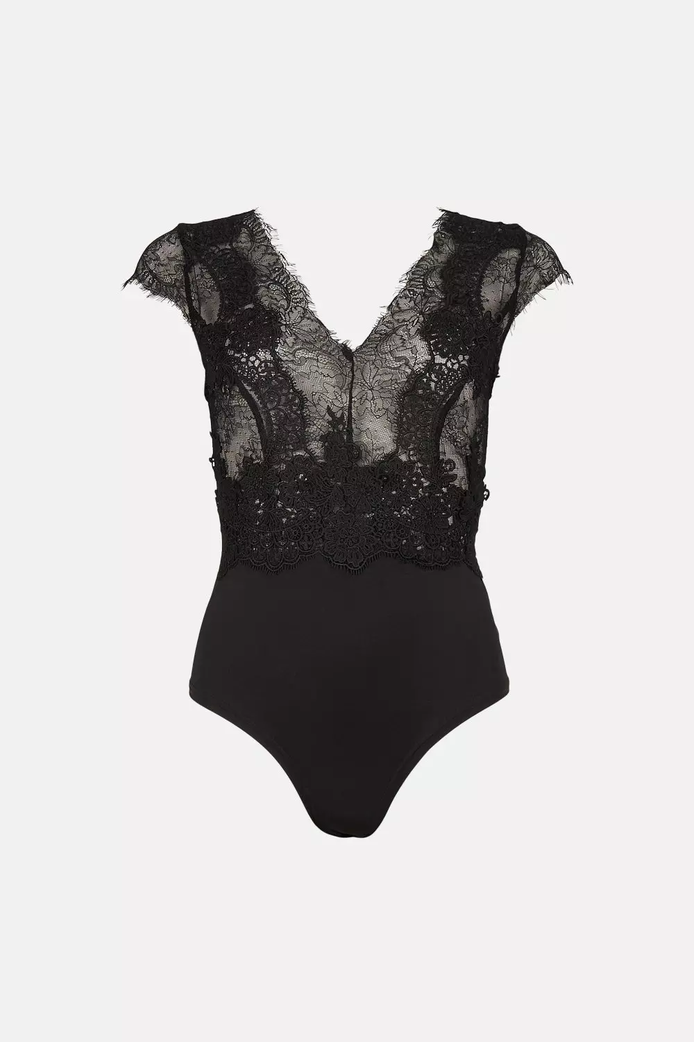 Lace V Neck Jersey Bodysuit