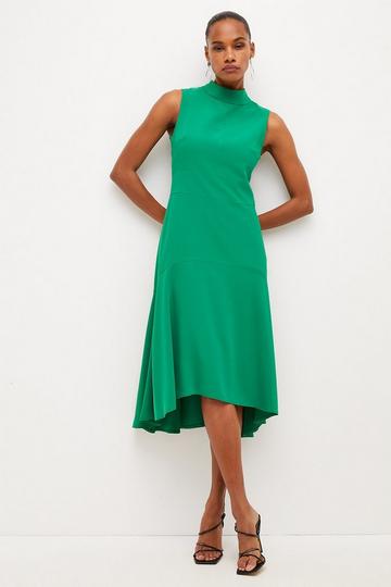 Petite Soft Tailored High Low Midi Dress bright green