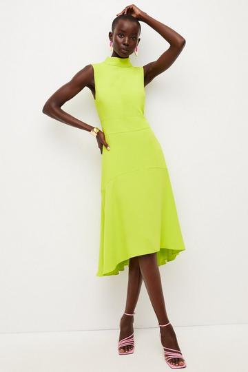 Soft Tailored High Low Midi Dress lime