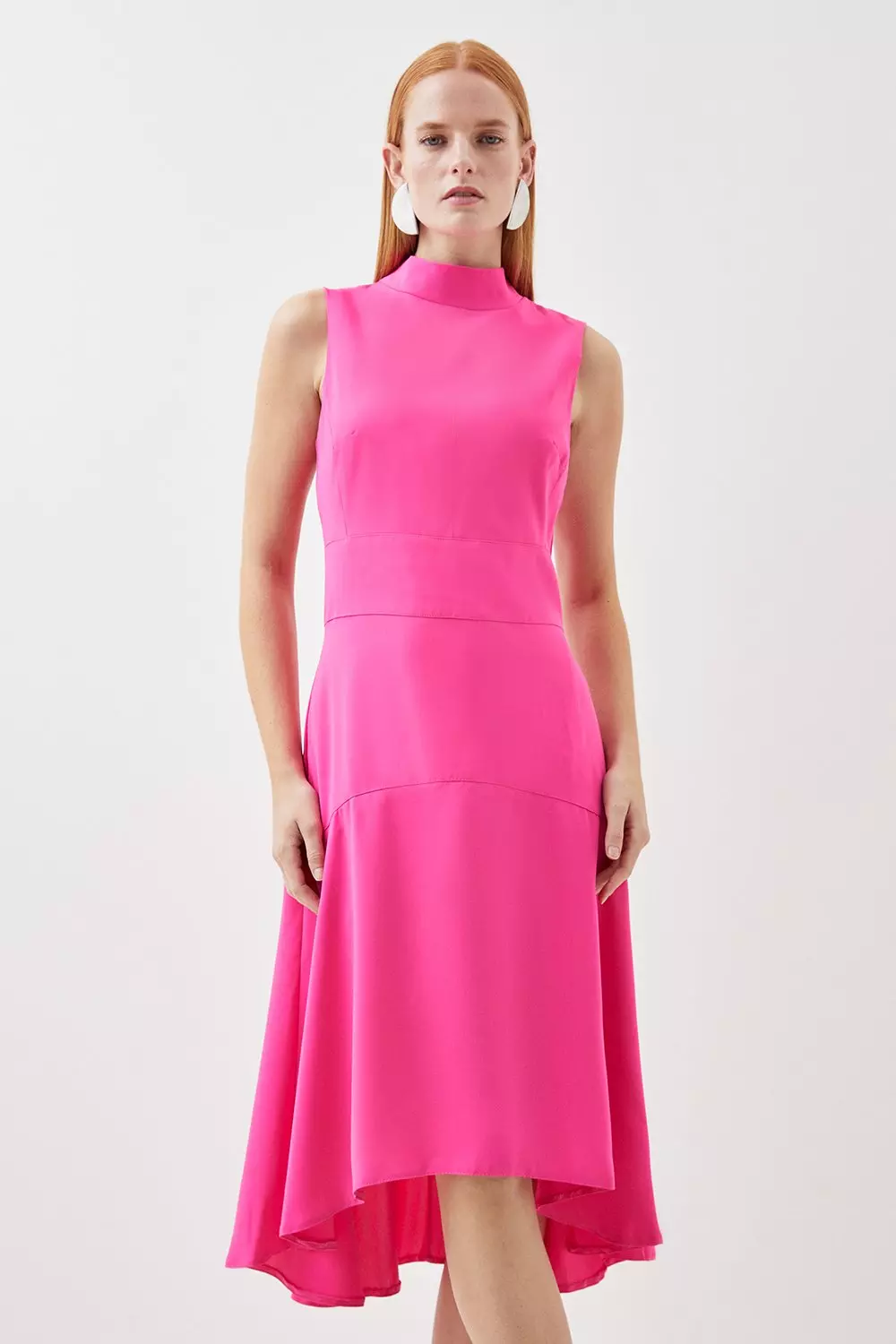 Soft Tailored High Low Midi Dress