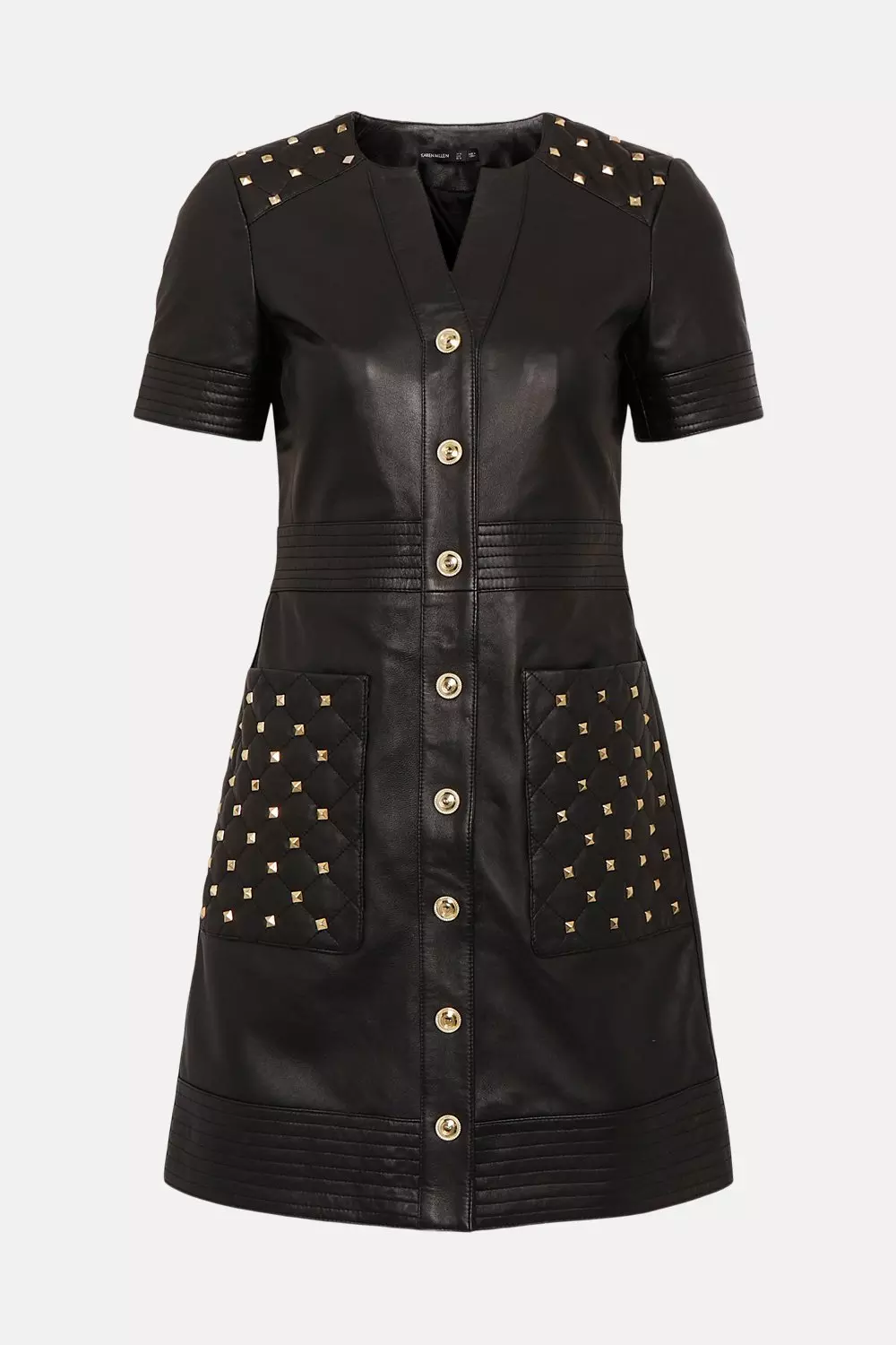 Ashwood Black Tie-Back Mini Leather Dress