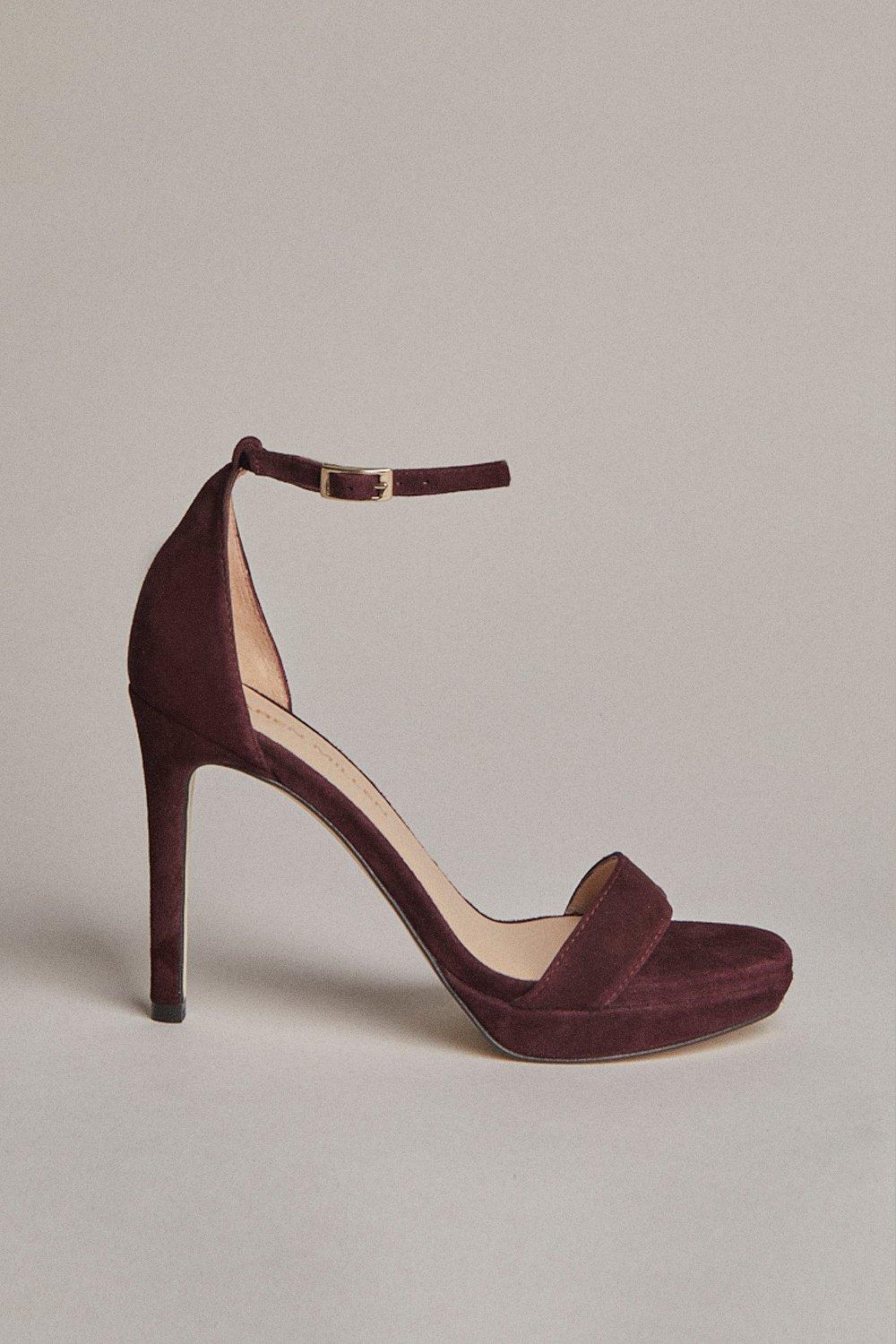Product photo of Karen millen suede square toe platform sandal red